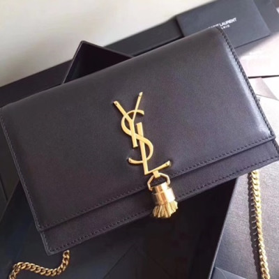 Saint Laurent Women Kate Monogram Chain Shoulder Bag ,19CM - 입생로랑 여성용 케이트 모노그램 체인 숄더백 452159, SLB0255,19CM,블랙(금장)