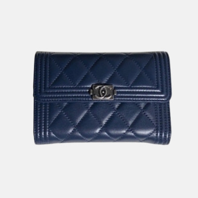 Chanel 2018 LeBoy Lambskin wallet A80285- 샤넬 램스킨 중지갑 보이 엔틱은장 Cnl0027x.Size15cm.네이비