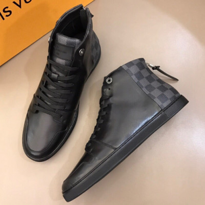 [매장판] Louis Vuitton 2018 Mens High-top Leather Sneakers - 루이비통 신상 남성 하이탑 레더 스니커즈 Lou0618x.Size(240 - 275)블랙