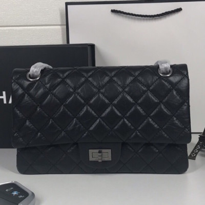 Chanel Women Chain Leather Shoulder Bag ,25CM - 샤넬 여성용 체인 레더 숄더백1112 - CHAB0566,25CM,블랙(은장)