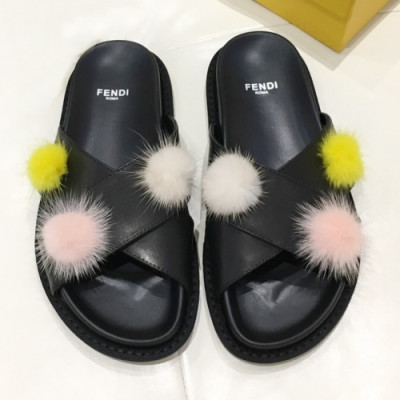 Fendi 2019 Mm/Wm Per Leather Slipper - 펜디 남자 퍼 레더 슬리퍼 Fen0196x.Size(225- 270).블랙