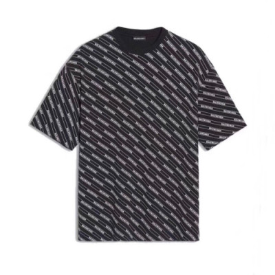 Balenciaga 2019 Mens Logo Cotton Short Sleeved Tshirt - 발렌시아가 남성 로고 코튼 반팔티 Bal0174x.Size(xs - l).블랙