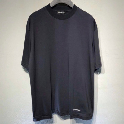Balenciaga 2019 Mens Logo Oversize Cotton Short Sleeved Tshirt - 발렌시아가 남성 로고 코튼 반팔티 Bal0197x.Size(s - l).블랙