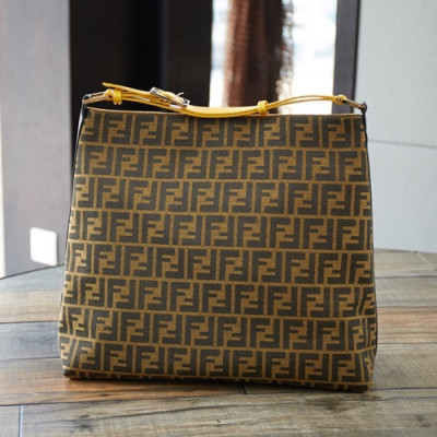 Fendi 2019 Tote Bag,39CM - 펜디 2019 여성용 토트백 FENB0189,39CM,브라운+옐로우(스트랩)
