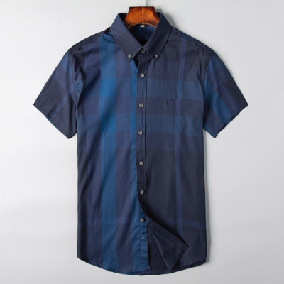 Burberry 2019 Mens London Check Cotton Short Sleeved Tshirt - 버버리 남성 런던 체크 코튼 반팔티셔츠 Bur0769x.Size(s - 3xl).네이비