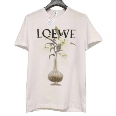 Loewe 2019 Mm/Wm Logo Cotton Short Sleeved Tshirt - 로에베 남자 로고 코튼 반팔티 Loe0022x.Size(s - xl).화이트