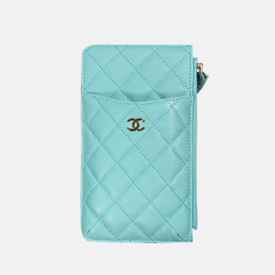 Chanel 2019 Ladies Wallet / Coin Purse / Card Purse / Phone Case - 샤넬 2019 여성용 레더 장지갑  / 동전지갑 / 카드지갑 / 휴대폰 케이스,CHAW0006,19.5cm.스카이블루(금장)