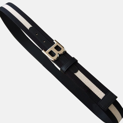 Bally 2019 B Buckle Fabric & Leather Bellt - 발리 2019 남성용 B 버클 페브릭&레더 벨트 BLYBT0001.Size(3.4cm).블랙은장,블랙금장