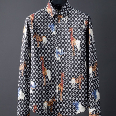 Louisvuitton 2019 Mens Logo Slim Fit Cotton shirt - 루이비통  남성 로고 슬림핏 코튼 셔츠 LOUST0040.Size(M - 3XL).블랙