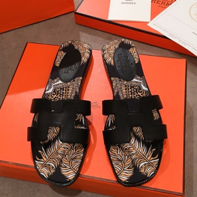 Hermes 2019 Ladies Oasis Leather Slipper - 에르메스 2019 여성용 오아시스 레더 슬리퍼 HERS0105,Size(220 - 250).블랙