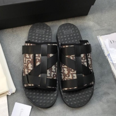 Dior 2019 Mens Canvas Slipper - 디올 2019 남성용 캔버스 슬리퍼 DIOS0034.Size (245 - 275).블랙+브라운