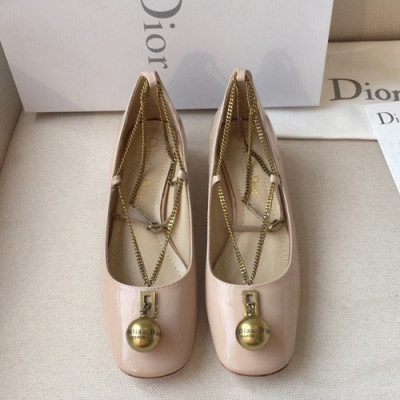 Dior Womens Leather Middle Heel Ballet Shoes - 디올 2019 여성용 레더 미들힐 발렛 슈즈 DIOS0092,Size(225-250),베이지