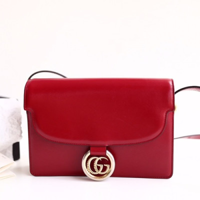 Gucci 2019 GG Ring Leather Shoulder Bag,24CM - 구찌 2019 GG링 레더 숄더백 589474,GUB0828,24cm,레드