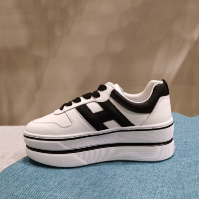 Hogan 2019 Ladies Leather Platform Sneakers - 호간 2019 여성용 레더 플랫폼 스니커즈 HOGS0015.Size(225 - 245).화이트