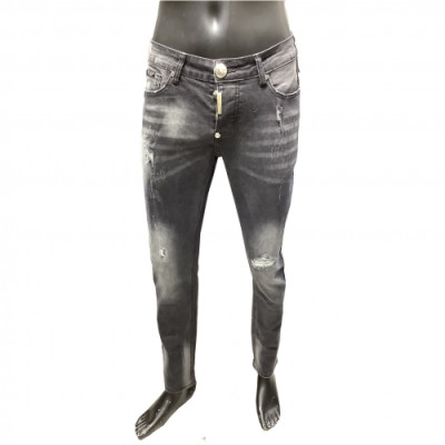 Philipp Plein 2020 Mens Logo Casual Denim Jeans - 필립플레인 2020 남성 로고 캐쥬얼 데님 청바지 Phi0102x.Size(29 - 40).블랙