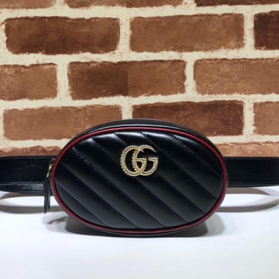 Gucci 2020 Marmont Matlase Leather Belt Bag,18CM - 구찌 2020 마몬트 마틀라세 레더 벨트백 ,476434 ,GUB1018,18CM,블랙