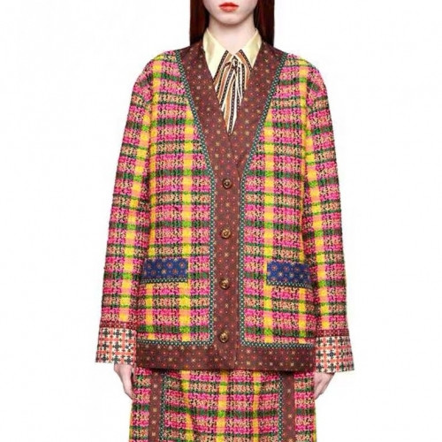 Gucci Womens Trendy V-neck Tweed Cardigan - 구찌 2020 여성 드렌디 브이넥 트위드 가디건 Guc02679x.Size(s - l).브라운