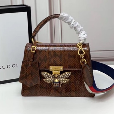 Gucci 2020 GG Queen Margaret Leather Tote Shoulder Bag,25.5CM - 구찌 2020 GG 퀸 마가렛 가죽 꿀벌 토트 숄더백 476541,GUB1083,25.5cm,브라운