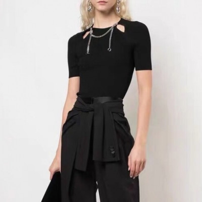 Alexsander Wang Womens Short Sleeved Tshirts - 알렉산더왕 2020 여성 코튼 반팔티 Alw0103x.Size(s - l).블랙