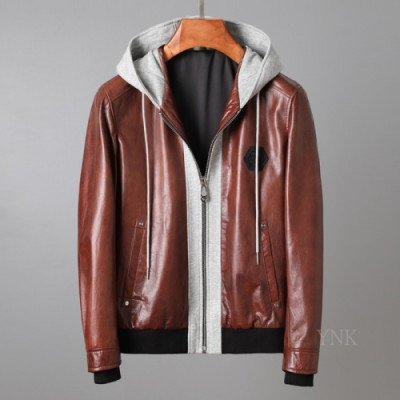 Philipp Plein Mens Leather Jacket - 필립플레인 2020 남성 베이직 가죽 자켓 Phi0134x.Size(m - 3xl).브라운