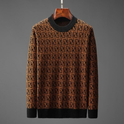 [펜디]Fendi 2020 Mens Logo Crew-neck Wool Sweaters - 펜디 2020 남성 로고 크루넥 울 스웨터 Fen0891x.Size(m - 3xl).브라운
