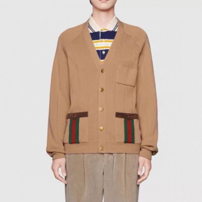 Gucci Mens Trendy V-neck Cardigan - 구찌 2020 남성 트렌디 브이넥 양면 가디건 Guc03333x.Size(s - l).브라운