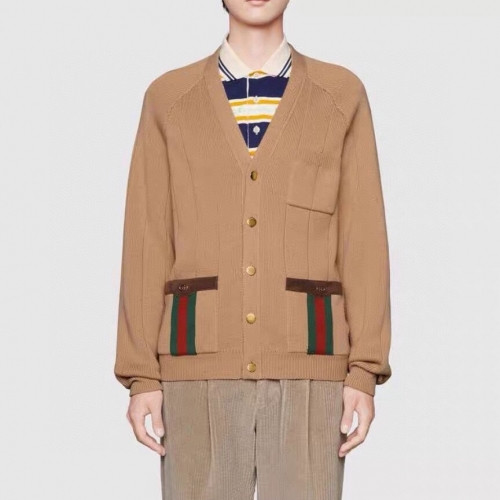 Gucci Mens Trendy V-neck Cardigan - 구찌 2020 남성 트렌디 브이넥 양면 가디건 Guc03333x.Size(s - l).브라운