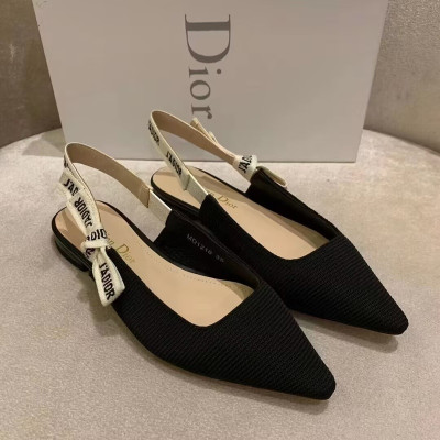 Dior Womens Fabric Flat - 디올 2022 여성용 패브릭 플렛,Size(225-250),DIOS0313,블랙