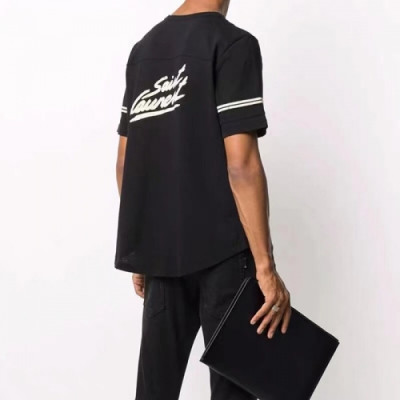 Saint Laurent 2021 Mens Logo Cotton Short Sleeved Tshirs - 입생로랑 2021 남성 로고 코튼 반팔티 Ysl0110x.Size(s - xl).블랙