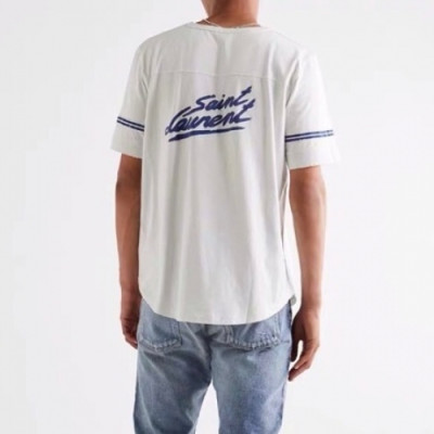 Saint Laurent 2021 Mens Logo Cotton Short Sleeved Tshirs - 입생로랑 2021 남성 로고 코튼 반팔티 Ysl0111x.Size(s - xl).화이트
