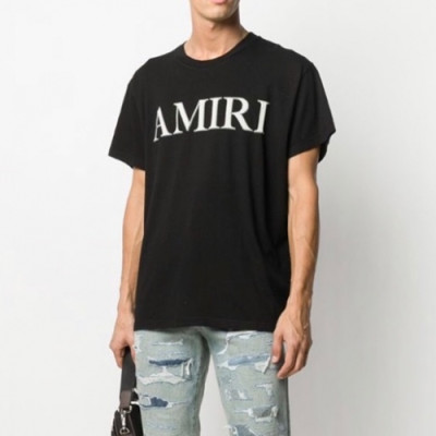Amiri 2021 Mm/Wm Logo Cotton Short Sleeved Tshirts - 아미리 2021 남/녀 로고 코튼 반팔티 Ami0141x.Size(s - xl).블랙