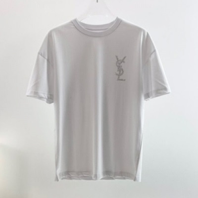 Saint Laurent 2021 Mens Logo Cotton Short Sleeved Tshirs - 입생로랑 2021 남성 로고 코튼 반팔티 Ysl0112x.Size(s - 2xl).화이트