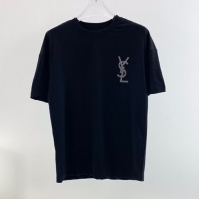 Saint Laurent 2021 Mens Logo Cotton Short Sleeved Tshirs - 입생로랑 2021 남성 로고 코튼 반팔티 Ysl0113x.Size(s - 2xl).블랙