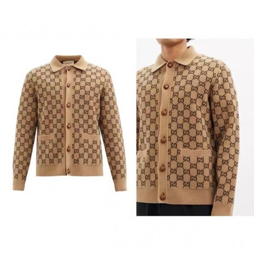 Gucci Mens Trendy V-neck Cardigan - 구찌 2020 남성 트렌디 브이넥 양면 가디건 Guc03522x.Size(s - l).브라운