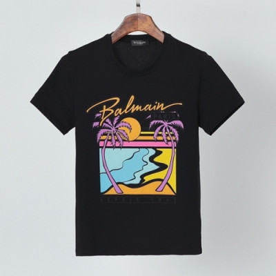 [발망]Balmain 2021 Mens Logo Cotton Short Sleeved Tshirs - 발망 2021 남성 로고 코튼 반팔티 Bam0116x.Size(m - 3xl).블랙