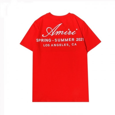 Amiri 2021 Mm/Wm Logo Cotton Short Sleeved Tshirts - 아미리 2021 남/녀 로고 코튼 반팔티 Ami0169x.Size(s - 2xl).레드