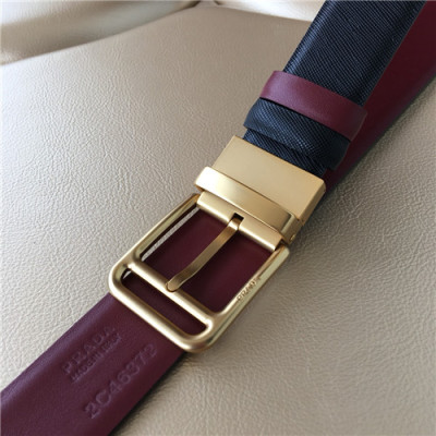 [매장판]Prada 2021 Mens Leather Belt,3.5cm - 프라다 2021 남성용 레더 벨트,3.5cm,PRABT0050,블랙