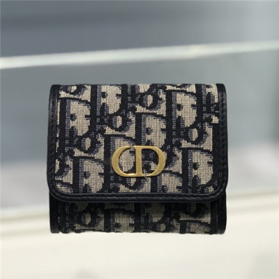 Dior 2021 Women's Canvas/Leather Wallet,10cm,DIOW0038 - 디올 2021 여성용 캔버스/레더 반지갑,10cm,블랙