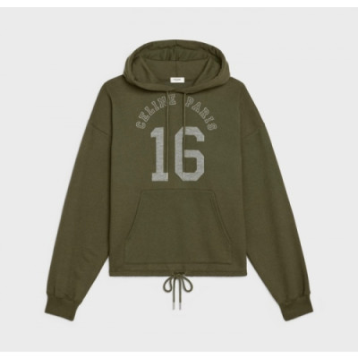Celine Mm/Wm Logo Cotton Hoodie Khaki - 셀린느 2021 남/녀 로고 코튼 후디 Cel0149x Size(xs - m) 카키