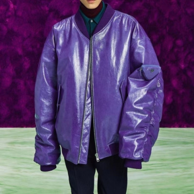 Prada Mens Logo Casual Leather Jacket Purple - 프라다 2021 남성 로고 캐쥬얼 가죽 자켓 Pra02427x Size(m - 2xl) 퍼플