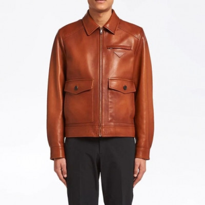 Prada Mens Logo Casual Leather Jackets - 프라다 2021 남성 로고 캐쥬얼 가죽 자켓 Pra02449x Size(m - 3xl) 브라운
