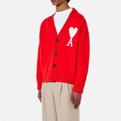 Ami Mm/Wm Logo Casual Cardigen Red - 아미 2021 남/녀 로고 캐쥬얼 가디건 Ami0226x Size(s - l) 레드