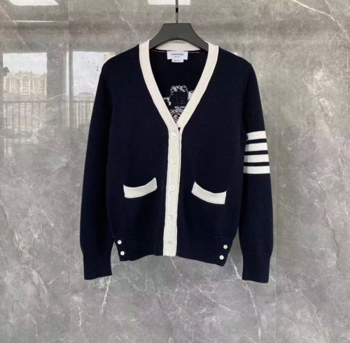 Thom Browne  Womens Strap V-neck Cardigan Gray - 톰브라운  여성 스트랩 브이넥 가디건 Thom01537x Size(1 - 4) 핑크,네이비