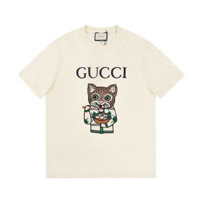 구찌 남자 크루넥 아이보리 반팔티 - Unisex Ivory Tshirts - guc04581x