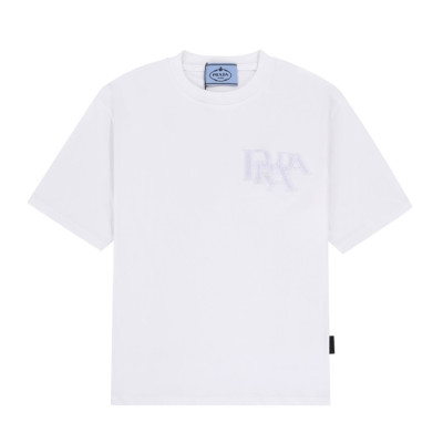 프라다 남성 크루넥 화이트 반팔티 - Mens White Tshirts - Pra02693x