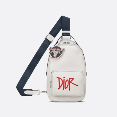 디올 남성 로고 화이트 새들백 - Dior Mens White Saddle Bag - dio01821x