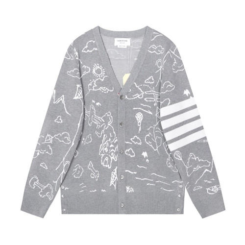 톰브라운 남성 브이넥 그레이 가디건 - Mens Gray Cardigan - thom0602x