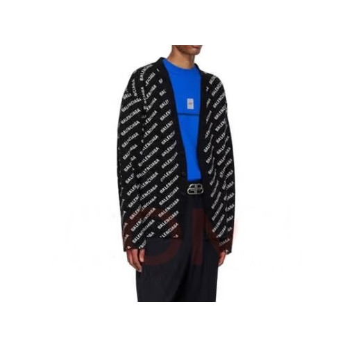 발렌시아가 남성 브이넥 가디건 - Balenciaga Mens Black Cardigan - bal1723x