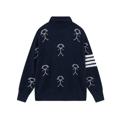 톰브라운 남성 네이비 터틀넥 니트 - Thom Browne Mens Navy Knit - thom0655x