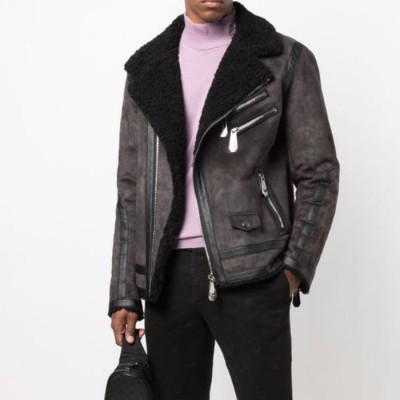 필립플레인 남성 그레이 가죽 자켓 - Philipp Plein Mens Gray Jackets - phi0173x